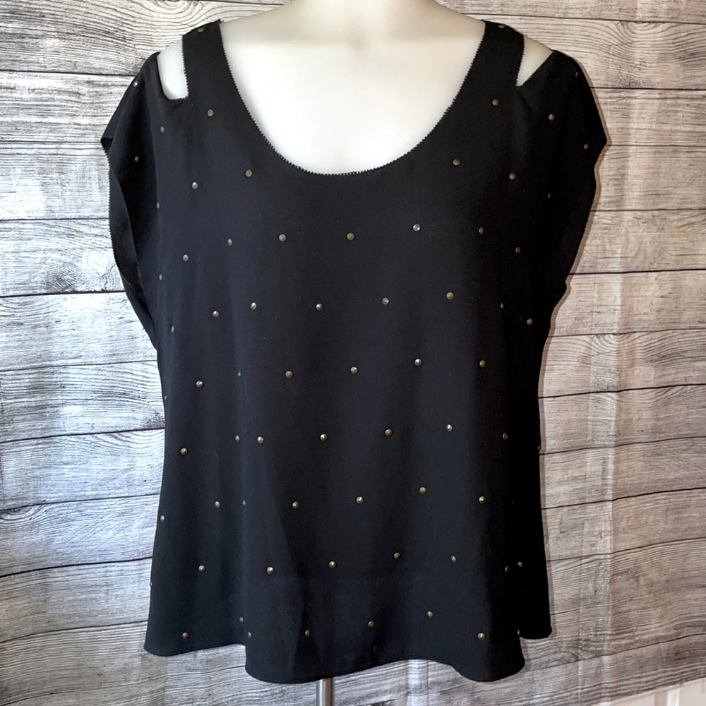 Cold Shoulder Top with Gold Studs